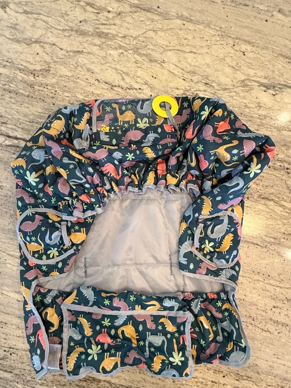 Kids Shopping Cart Cover Bib with Colorful Dinosaur Print - Navy